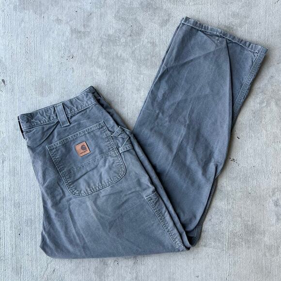 Vintage Y2K carhartt gray/green work wear carpenter pants - Picture 1 of 5